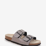 Antique silver flat sandal