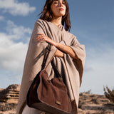 Brown suede shoulder bag