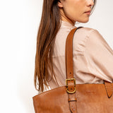 Bolso shopper en piel cognac