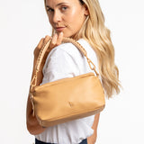 Camel shoulder bag in recycled materials