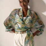 Tunica in viscosa con stampa floreale verde