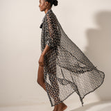 Viskose-Tunika mit schwarzem geometrischem Aufdruck