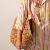 Capazo de rafia camel