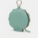 Llavero charm concha en piel turquesa
