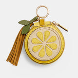 Lemon leather charm keychain in yellow