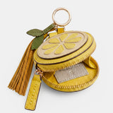 Lemon leather charm keychain in yellow