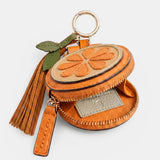 Llavero charm orange en piel naranja